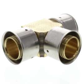 1-1/4in Zero Lead Bronze PEX Press Tee with Attached Sleeve