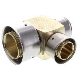 1-1/4in x 1in x 1in PEX Press Zero Lead Bronze Reducing Tee with Attached Sleeve