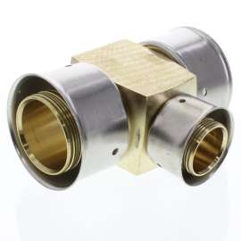 1-1/2in x 1-1/2in x 3/4in PEX Press Zero Lead Bronze Reducing Tee with Attached Sleeve