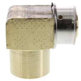3/4in PEX Press x 3/4in Zero Lead Bronze Copper Tubing Elbow with Attached Sleeve