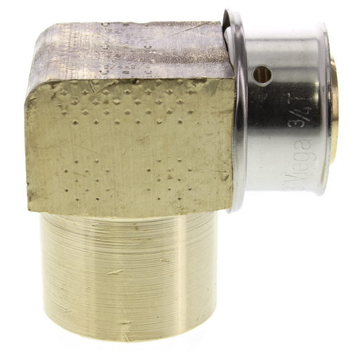 3/4in PEX Press x 3/4in Zero Lead Bronze Copper Tubing Elbow with Attached Sleeve