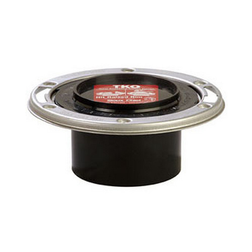 Total Knockout Flush to Floor Closet Flange with Stainless Steel Swivel Ring, 3in Hub, 4in Inside