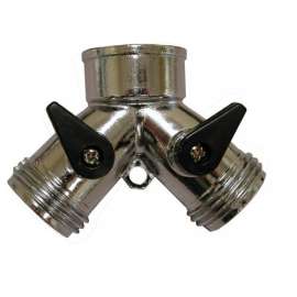 Chrome Plated Die Cast Garden Hose Wye with Shut Off