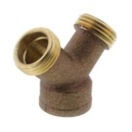 3/4in Male Hose x 3/4in Male Hose x 3/4in Female Hose Brass Garden Hose Wye