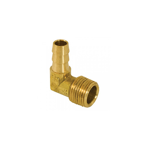 5/8in Hose Barb x 3/8in Male Pipe 90 Degrees Brass Elbow