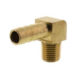 3/8in Hose Barb x 1/4in Male Pipe 90 Degrees Brass Elbow