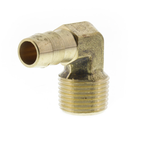 3/8in Hose Barb x 3/8in Male Pipe 90 Degrees Brass Elbow