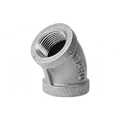45 Degrees Elbow 6in Black Malleable Iron Threaded Class 150