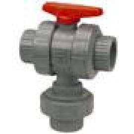 Ball Valve 3/4in CPVC Schedule 80 Threaded True Union 3-Way 2-Position Diverter EPDM O-Ring, Teflon Seat