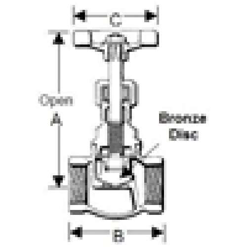 GLOBE VALVE 1/2 BRONZE 125# B-16 50022500 - THRD