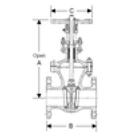 Gate Valve 4in Cast Carbon Steel Outside Screw & Yoke Flanged Class 300 Flexible Wedge Disc Stockham - Mfg# 30-