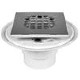 Shower Drain 2in or 3in PVC for 2in Hub or 3in Spg with Square Brushed Nickel Strainer