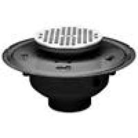 Drain 2in PVC Adjustable Commercial Spg End with 6in Round SS Grate