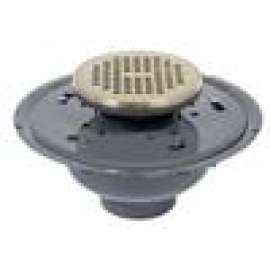 Drain 2in PVC Adjustable Commercial Spg End with 6in Brass Round Grate & Ring