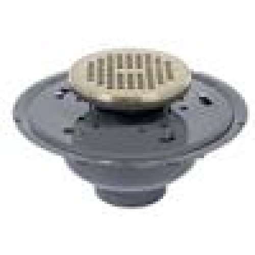 Drain 2in PVC Adjustable Commercial Spg End with 6in Brass Round Grate & Ring