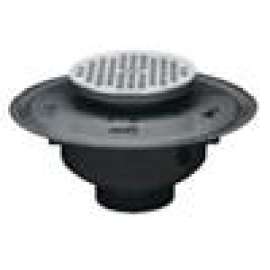 Drain 3in or 4in PVC Adjustable Commercial Hub/Spg with 6in Nickle Round Grate