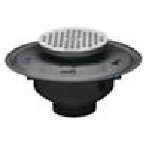 Drain 3in or 4in PVC Adjustable Commercial Hub/Spg with 6in Nickle Round Grate