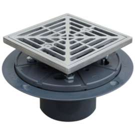 Shower Pan Drain 2in PVC Square Top Matte 304 SS