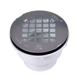 Shower Drain 2in PVC 2-Part Hub End with SS Strainer