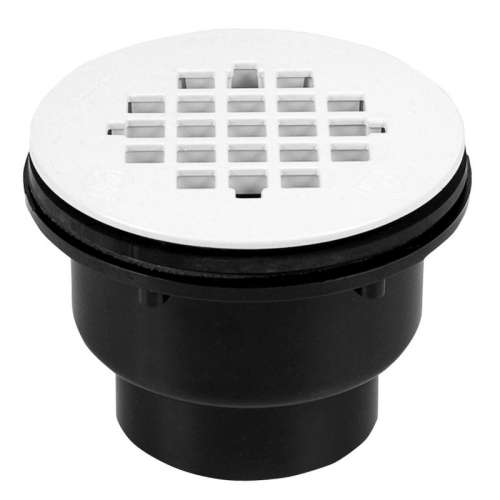 Shower Drain 2in ABS 2-Part Hub End with Plastic Strainer