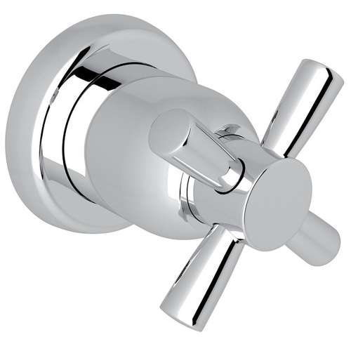 Trim for Volume Control and 4-Port Dedicated Diverter with Cross Handle in Polished Chrome
