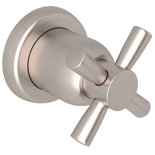 Trim for Volume Control and 4-Port Dedicated Diverter with Cross Handle in Satin Nickel