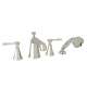 4-Hole Deck Mount Tub Filler with Metal Lever Handshower in Polished Nickel