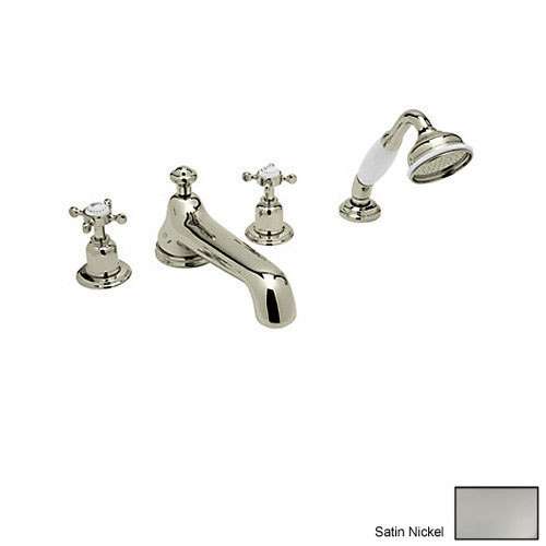 Deck Mount Tub Filler Faucet in Satin Nickel