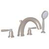 4-Hole Deck Mount Modified C-Spout Bathtub Filler with Metal Lever Handshower in Satin Nickel
