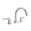 3-Hole Tubular C-Spout Widespread Lavatory Faucet with Metal Lever in Polished Chrome