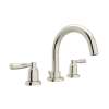 3-Hole Tubular C-Spout Widespread Lavatory Faucet with Metal Lever in Polished Nickel