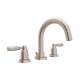 3-Hole Tubular C-Spout Widespread Lavatory Faucet with Metal Lever in Satin Nickel