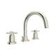 3-Hole Tubular C-Spout Widespread Lavatory Faucet with Cross Handle in Polished Nickel