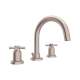3-Hole Tubular C-Spout Widespread Lavatory Faucet with Cross Handle in Satin Nickel