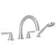 4-Hole Deck Mount Tubular C-Spout Bathtub Filler with Metal Lever Handshower in Polished Chrome
