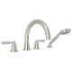 4-Hole Deck Mount Tubular C-Spout Bathtub Filler with Metal Lever Handshower in Polished Nickel