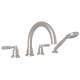 4-Hole Deck Mount Tubular C-Spout Bathtub Filler with Metal Lever Handshower in Satin Nickel