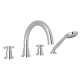 4-Hole Deck Mount Tubular C-Spout Bathtub Filler with Cross Handle Handshower in Polished Chrome