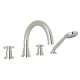 4-Hole Deck Mount Tubular C-Spout Bathtub Filler with Cross Handle Handshower in Polished Nickel