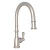 Georgian Era Traditional Pulldown Kitchen Faucet With Metal Lever Handle In Satin Nickel