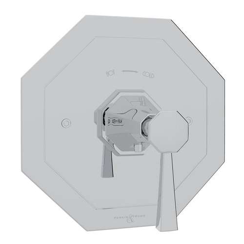 Thermostatic Trim Plate with Metal Lever and without Volume Control in Polished Chrome