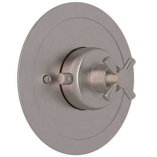 Thermostatic Trim without Volume Control with Cross Handle in Satin Nickel