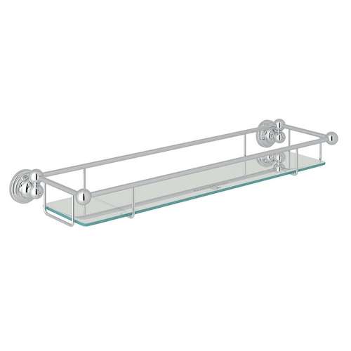 Wall Mount Glass Vanity Shelf in Polished Chrome