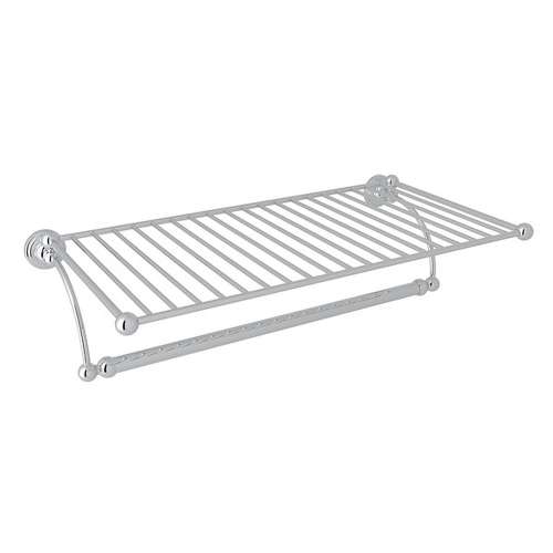 Wall Mount Hotel Style Towel Shelf in Polished Chrome