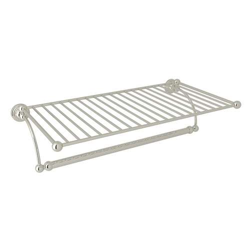 Wall Mount Hotel Style Towel Shelf in Polished Nickel