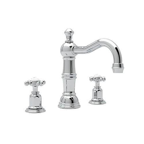 Perrin and Rowe Widespread Bathroom Faucet And Metal Cross Handles