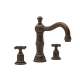 Perrin and Rowe U.3721X-EB-2 Widespread Bathroom Faucet and Metal Cross Handles in English Bronze