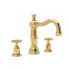 Perrin and Rowe U.3721X-IB-2 Widespread Bathroom Faucet and Metal Cross Handles in English Gold