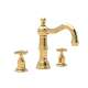 Perrin and Rowe U.3721X-IB-2 Widespread Bathroom Faucet and Metal Cross Handles in English Gold