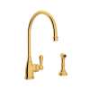 Perrin and Rowe U.4702IB-2 Kitchen Faucet and Metal Lever Handle in English Gold